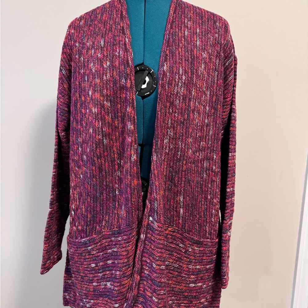 J. Jill Pink and Purple Open-Front Cardigan